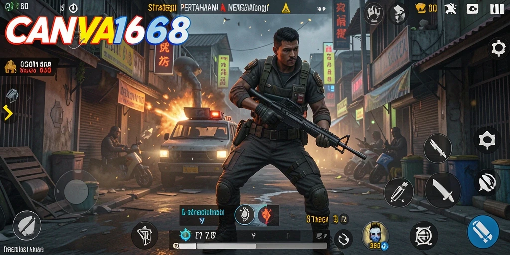 Tampilan gameplay seru dari CANVA168 di Tower Defense.