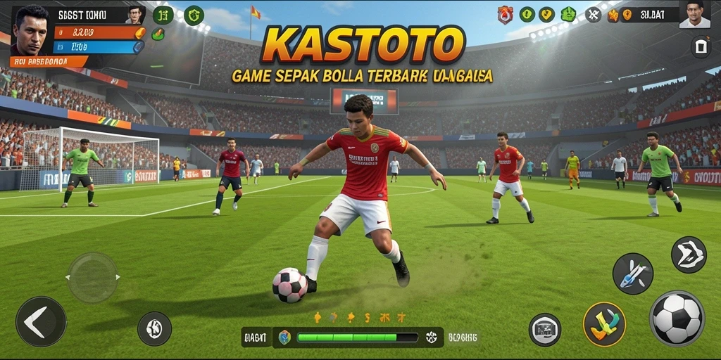 Screenshot KASTOTO menampilkan momen seru pertandingan sepak bola.