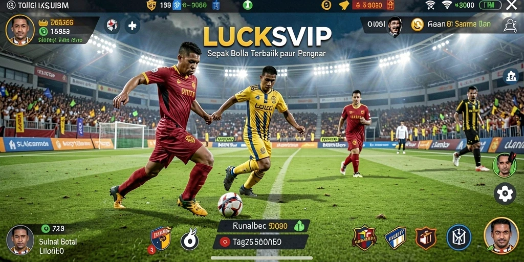 Screenshot gameplay LUCKSVIP menampilkan aksi sepak bola yang penuh semangat.