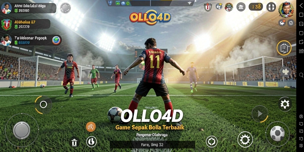 Screenshot OLLO4D menampilkan aksi seru dan intens di lapangan sepak bola.