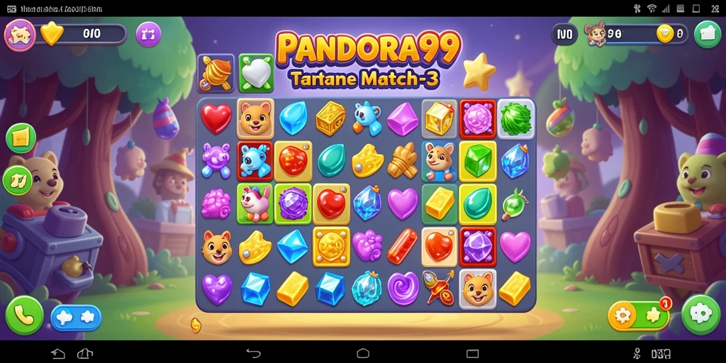 Screenshot gameplay PANDORA99 yang menampilkan keseruan Match-3.