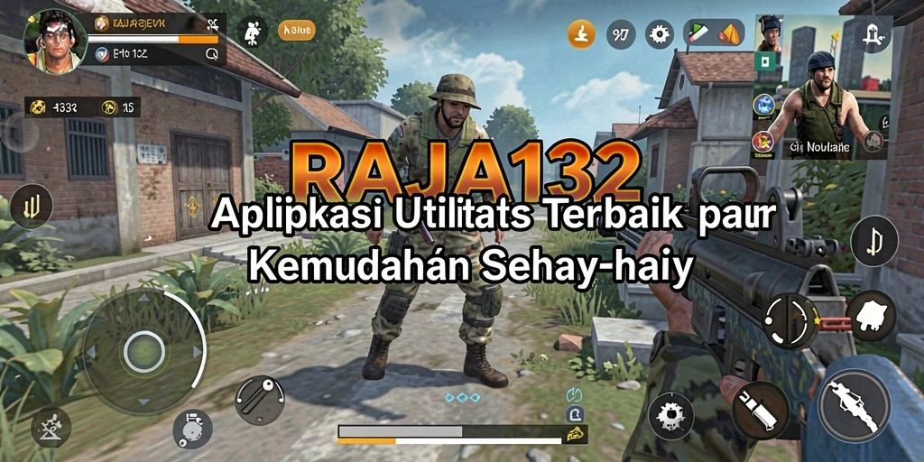 Tampilan utama aplikasi RAJA132 dengan berbagai fitur utilitas.