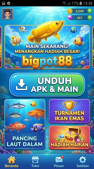 Tampilan antarmuka pengguna di bigpot88 yang menarik.